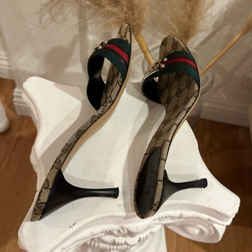GUCCI Web Stripe Hysteria “GG Monogram Mule Sandals w/COA, EUC - Picture 5 of 15